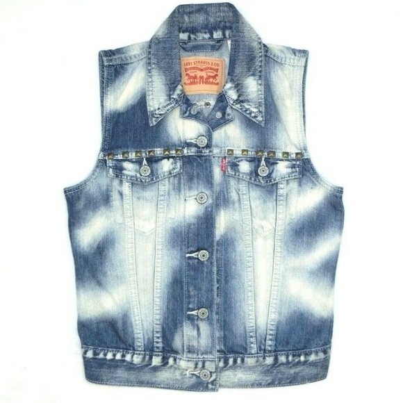 Levi’s Levi Strauss Denim Jean Vest Punk Rock Stud